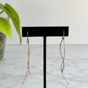 10K Gold Long Ear Threader Twisted Dangle Earrings For Women